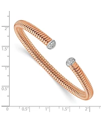 18k Gold Italian 0.17cttw Diamond Tubogas Cuff Bangle Bracelet