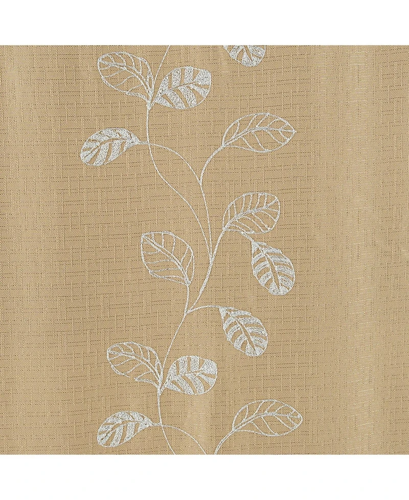 Rt Designers Collection 100% Polyester 140 Gsm Reed Embroidered Grommet Curtain Panel 54" x 90" Taupe