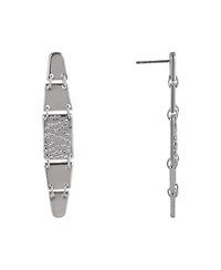 Laundry by Shelli Segal Silver Tone Linear Earrings with Pave Crystal Stone Accents
