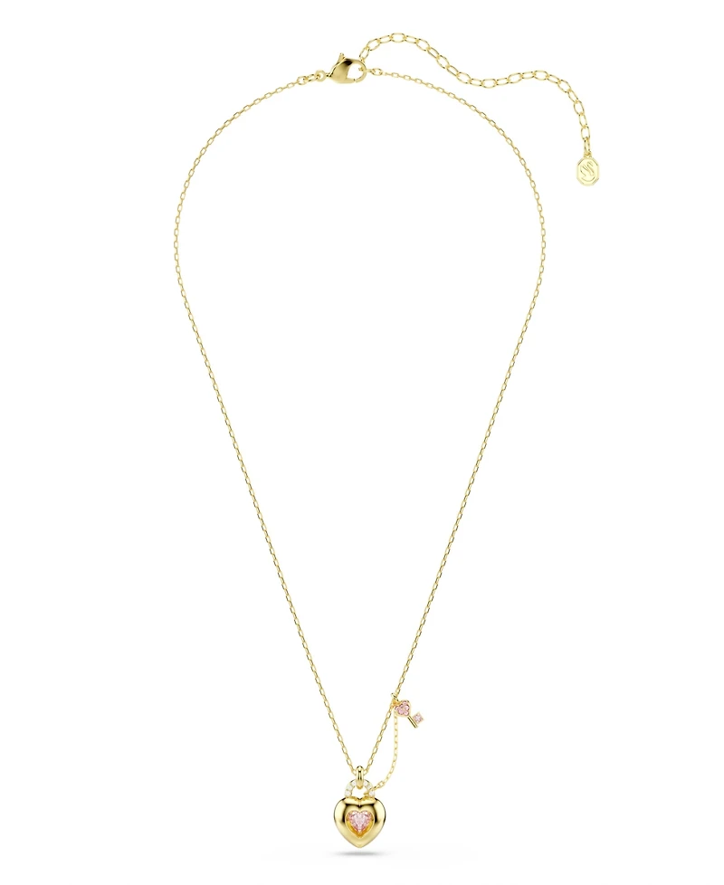 Swarovski Gold-Tone Plated Heart Lock and Key Idyllia Pendant Necklaces