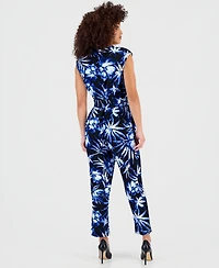Anne Klein Essentials Petite Printed Tie-Waist Jumpsuit