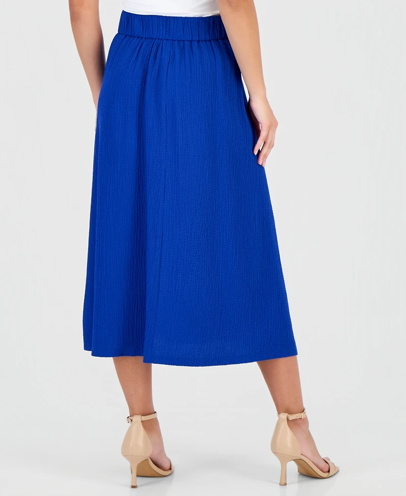 Anne Klein Essentials Petite Pull-On Tie-Waist Midi Skirt