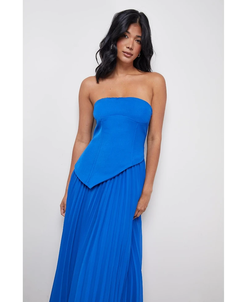 Warehouse Women's Bandeau Bodice Pleated Midi Dress