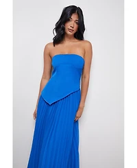 Warehouse Women's Bandeau Bodice Pleated Midi Dress