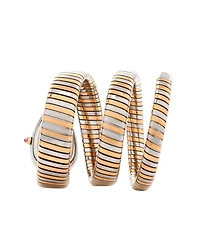 Pre-Owned Bvlgari Serpenti Tubogas Double Spiral Quartz Watch in Stainless Steel and Rose Gold with Diamond Bezel 23mm