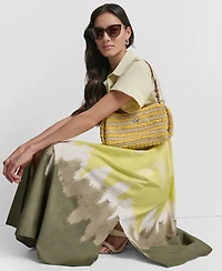 Dkny Women's Short-Sleeve Collared Printed Button-Front Dress