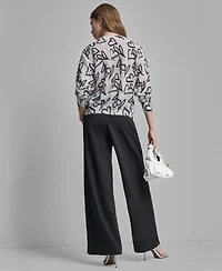 Dkny Women's Long-Sleeve Printed Crew Neck Sweater