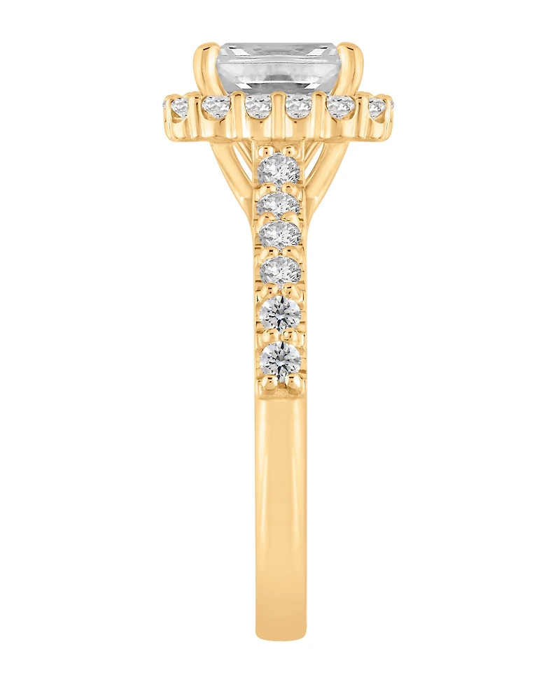 Macy's Certified Lab-Grown Diamond Halo Engagement Ring (1-1/2 ct. t.w.) in 14k Yellow Gold