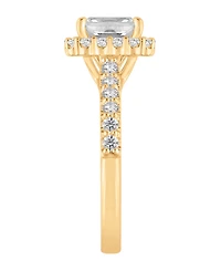 Macy's Certified Lab-Grown Diamond Halo Engagement Ring (1-1/2 ct. t.w.) in 14k Yellow Gold