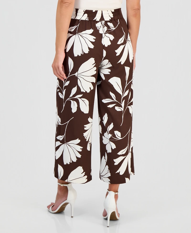 Anne Klein Petite Cropped Floral Print Pants