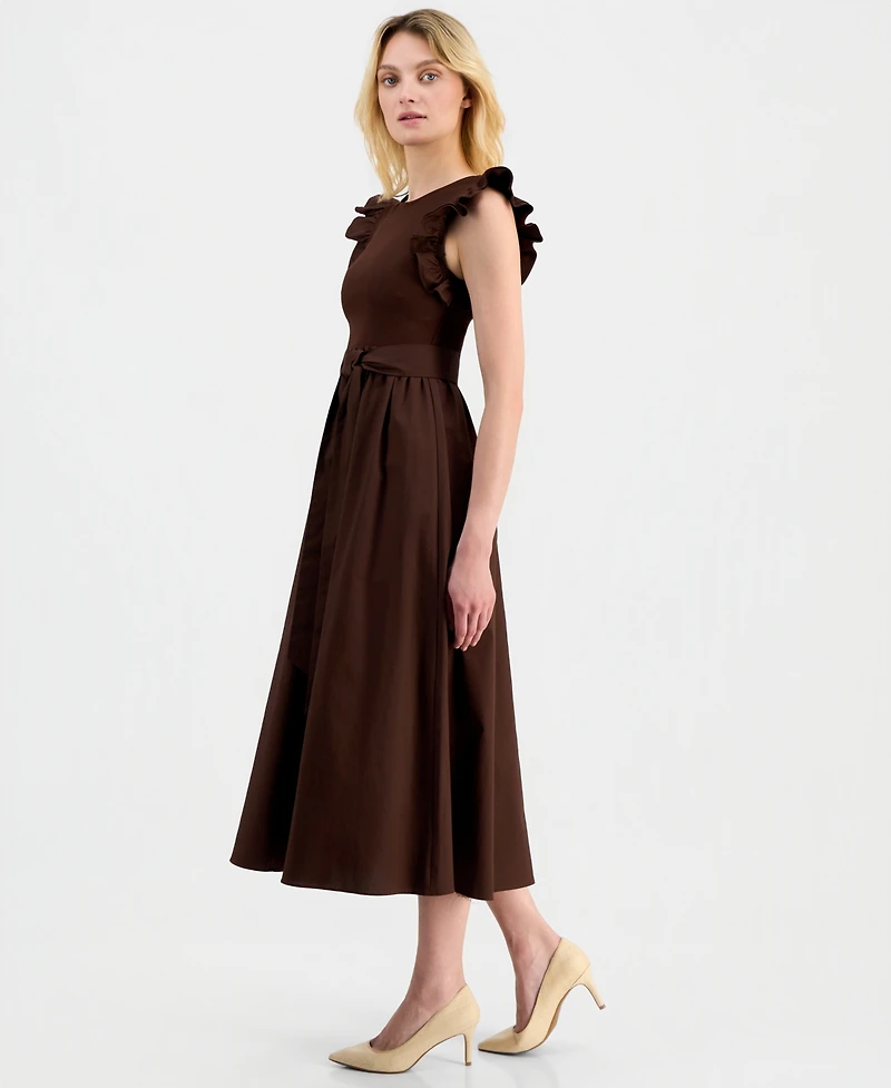 Anne Klein Women's Mixed Knit Woven Midi Dress