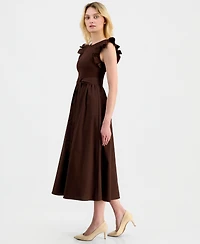 Anne Klein Women's Mixed Knit Woven Midi Dress