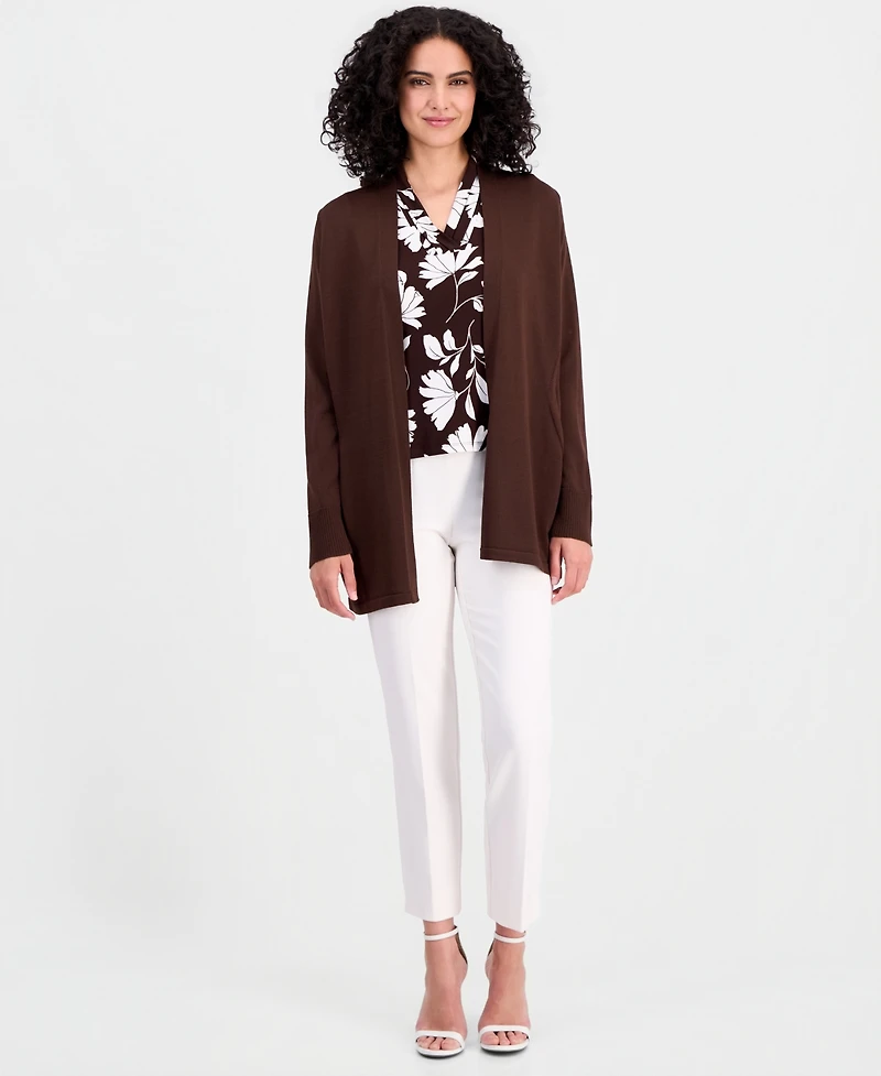 Anne Klein Women's Open-Front Rib Pocket Cardigan