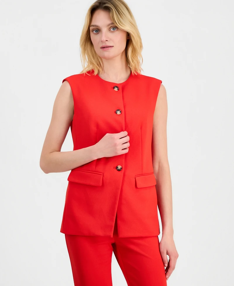 Anne Klein Women's Crewneck Button-Front Vest