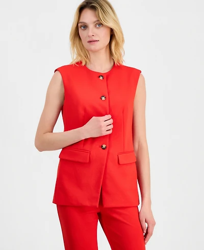 Anne Klein Women's Crewneck Button-Front Vest