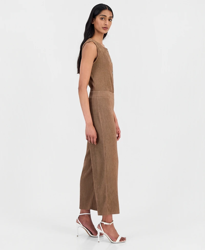 Anne Klein Women's Crinkle-Knit Pull-On Wide-Leg Pants