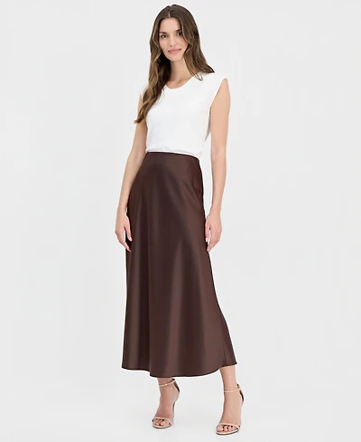 Anne Klein Women's Satin Pull-On Flared Skirt