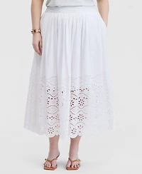On 34th Trendy Plus Eyelet-Embroidered Midi Skirt, Macy's Exclusive