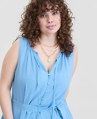 On 34th Trendy Plus Size Tiered Tie-Belt Maxi Dress, Macy's Exclusive