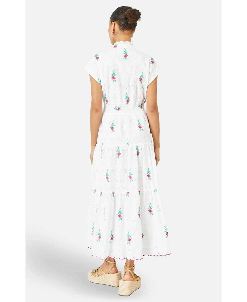 Yumi Women's Broderie Anglaise Embroidered Midi Dress