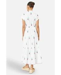 Yumi Women's Broderie Anglaise Embroidered Midi Dress