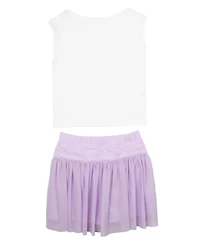 Tween Diva Girls' 7-16 Ruched Top and Mesh Active Skort, 2-Piece Set