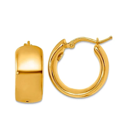 Curata Jewelry Solid 18k Gold Italian 19x9mm Wide Round Hoop Earrings