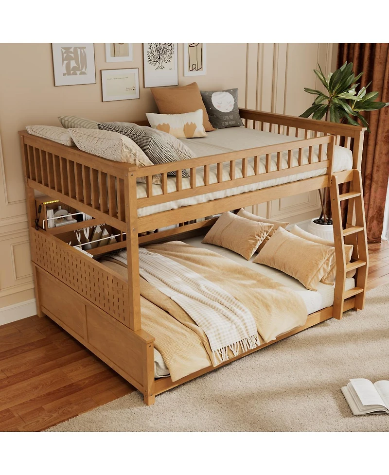 Streamdale Furniture Bunk Bed with Shelving, Lights & Pegboard