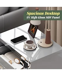 Streamdale Furniture High Gloss Mirrored 2-Drawer Nightstand - Modern End Table for Bedroom