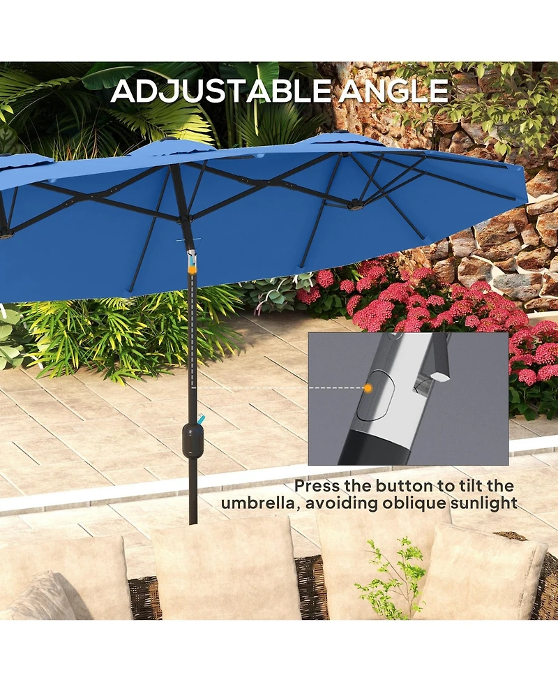Clihome Outdoor Umbrella,Double-sided Patio Umbrella,with Push Button Tilt and Crank,3 Air Vents and 12 Ribs