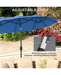 Clihome Outdoor Umbrella,Double-sided Patio Umbrella,with Push Button Tilt and Crank,3 Air Vents and 12 Ribs