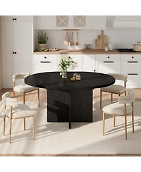 gaomon 43.3''-59'' Extendable Round Dining Table for 4-8, Kitchen Oval Dining Table with Removable Leaves