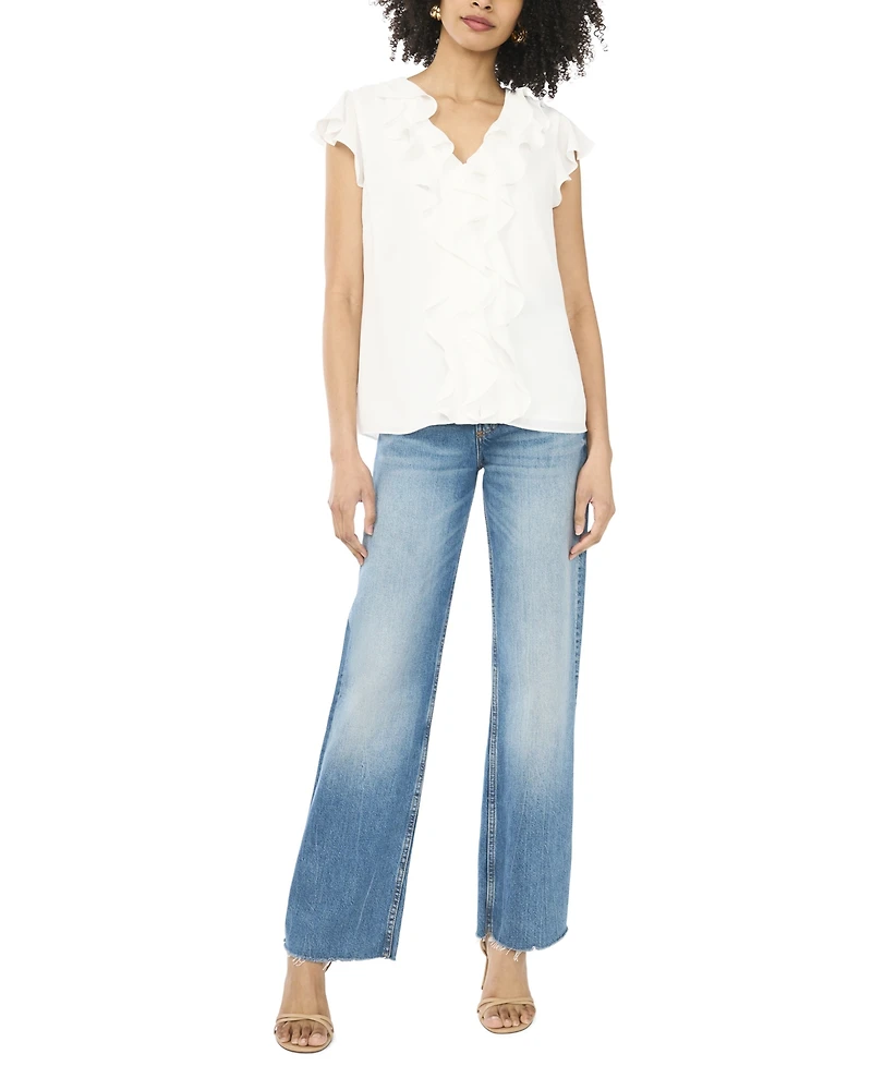 Sam & Jess Women's Short Flutter-Sleeve V-Neck Top