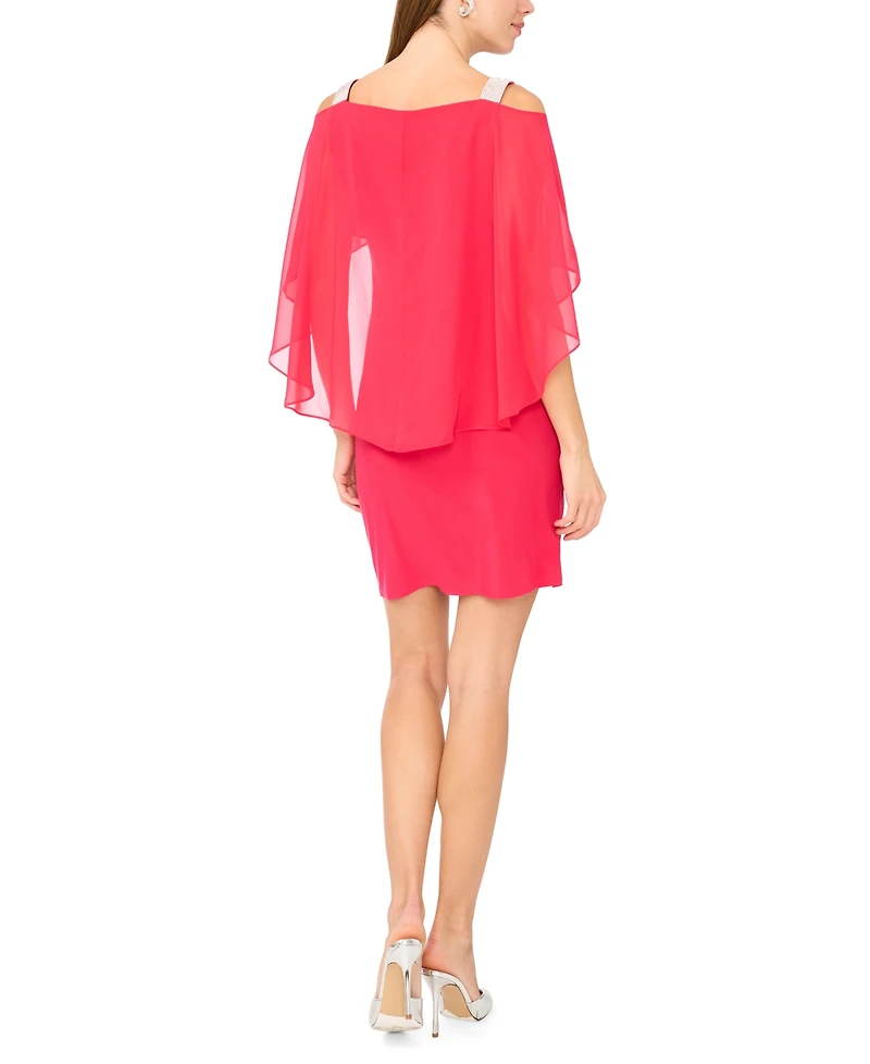 Msk Petite Ruched Cape Dress