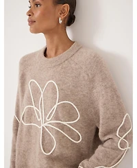 Hush Women's Wool Blend Flower Motif Jumper