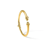 Curata Jewelry Solid 18k Gold Panther Head Hinged Cuff Stackable Bangle Cuff Bracelet