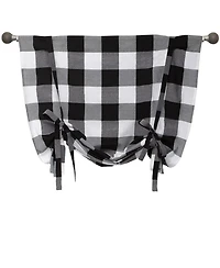 Kate Aurora Country Farmhouse Large Buffalo Plaid Tie Up Window Curtain With Ties