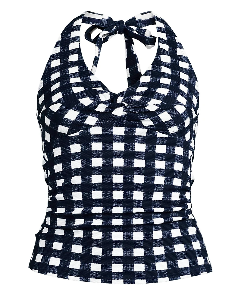 Lands' End Women's Pique Knot Twist Halter Tankini Top