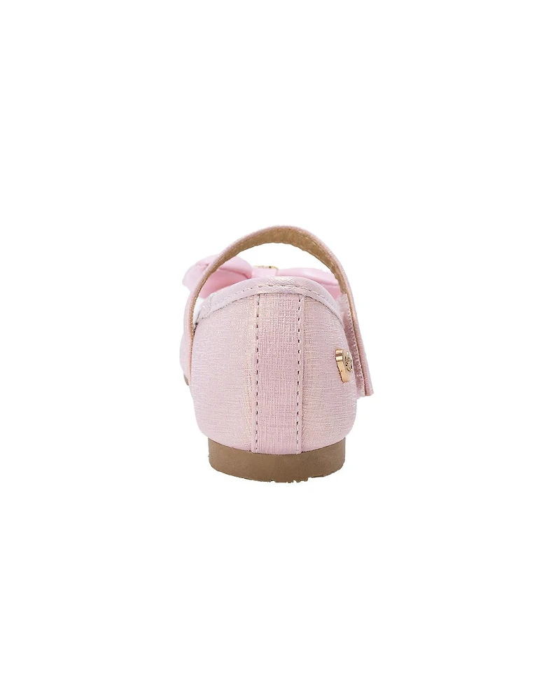 Bebe Big Girls Ballet Flat with Puffy Bow and Cherry Charm