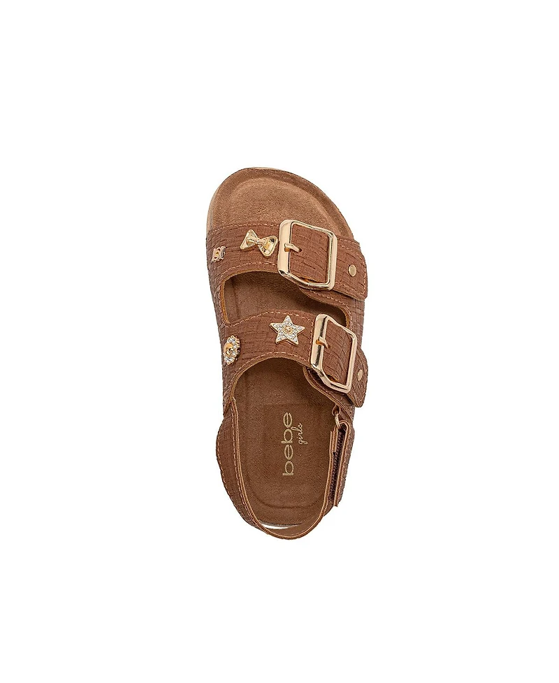 Bebe Girls Footbed Sandals - Comfortable Design with Double Buckle and Charms