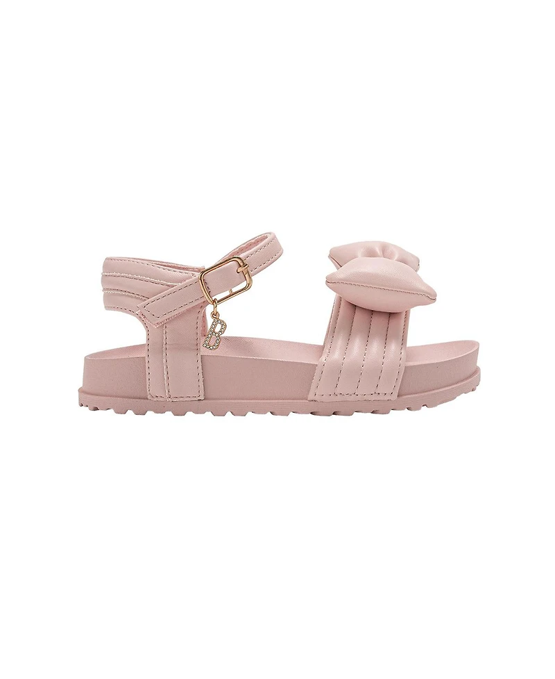 Bebe Girls Footbed Sandals - Lightweight Comfort & Adjustable Strap with Puffy Bow Detail