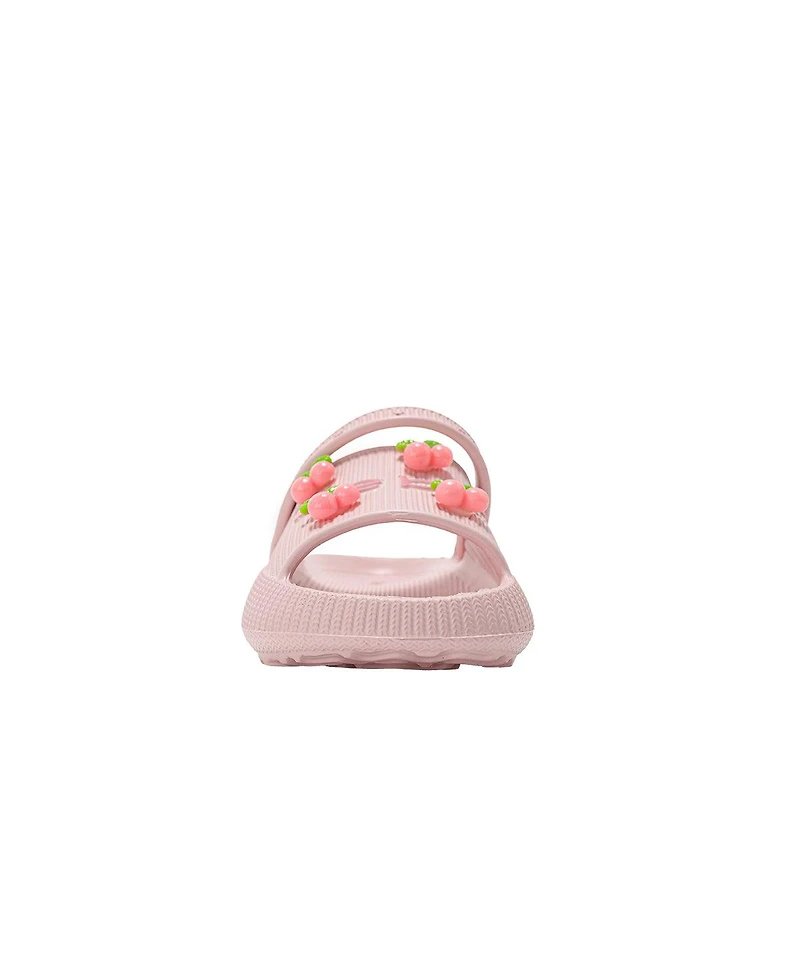 Bebe Little Girls Lightweight Eva Slide with Cherry Charms