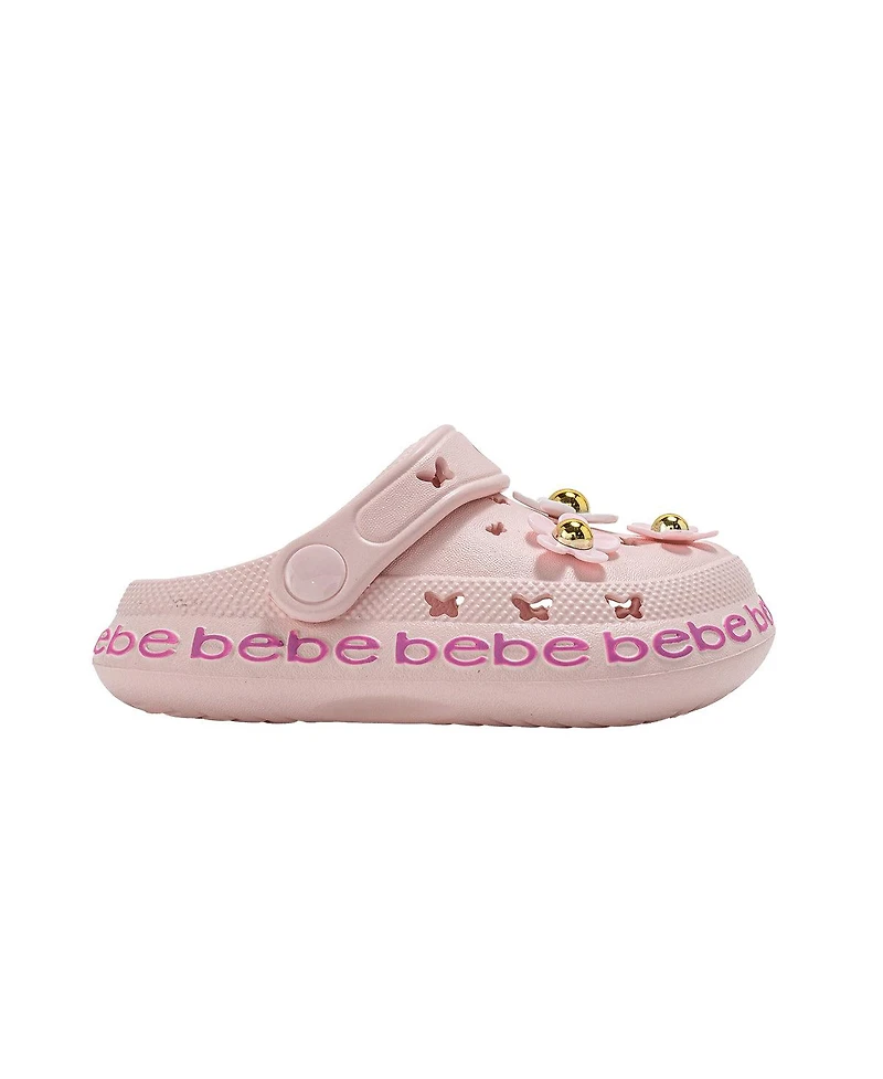 Bebe Big Girls Comfort Eva Clogs - Slip On Comfy Shoes with Flower Charms