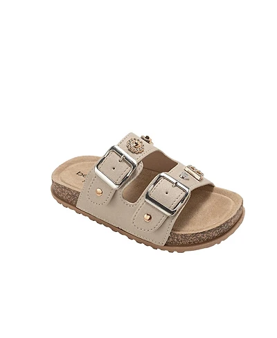 Bebe Girls Footbed Sandals - Lightweight with Secure Buckles and Multi-Charm Details (Little Girls/kids)