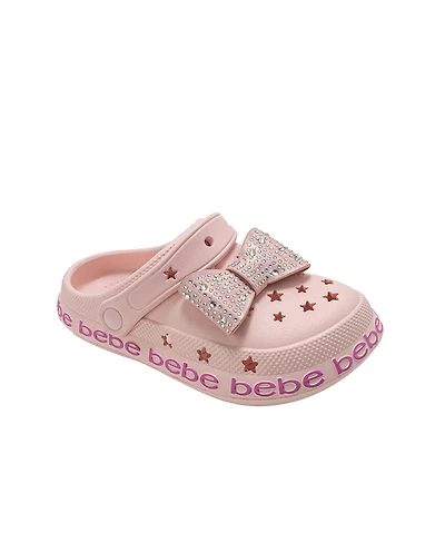 Bebe Little Girls Eve Lightweight Clogs - Slip On with Rhinestone Covered Bow