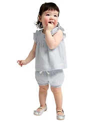 Calvin Klein Baby Girls' Woven Clip-Dot Ruffle Trim Top & Bloomers, 2-Piece Set