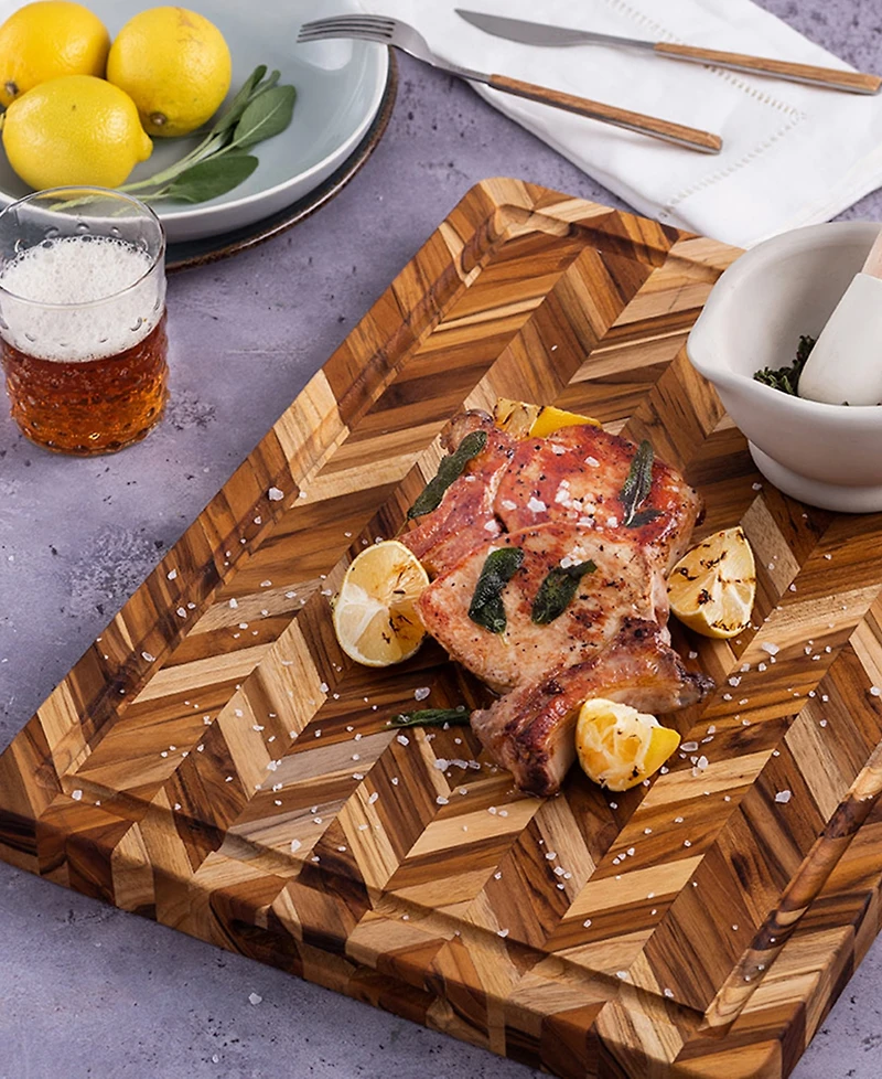 Teakhaus Herringbone Wood Large Cutting Board