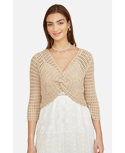 Yumi Women's Crochet Cotton Twisted Bolero Top