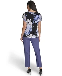 Calvin Klein Women's Mixed Media Cap-Sleeve Top