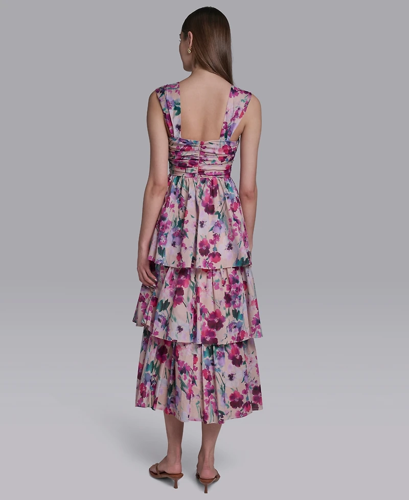 Halston Women's Square Neck Midi Dress